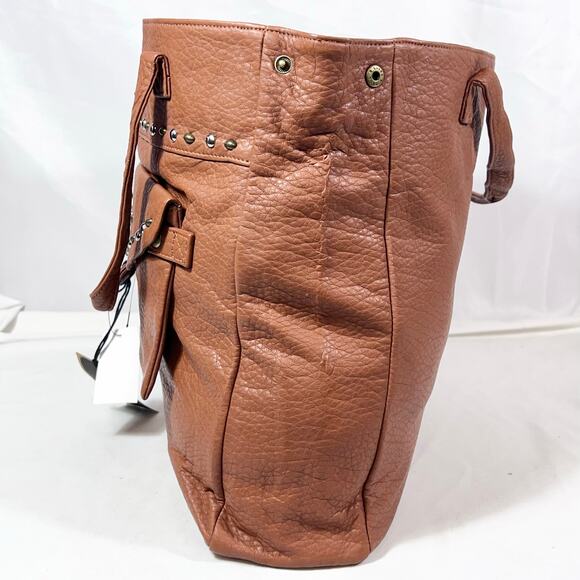 Vans Gypsy Tote Satchel Bag Brown Mocha Bisque Hobo Studded Western New - Picture 5 of 14